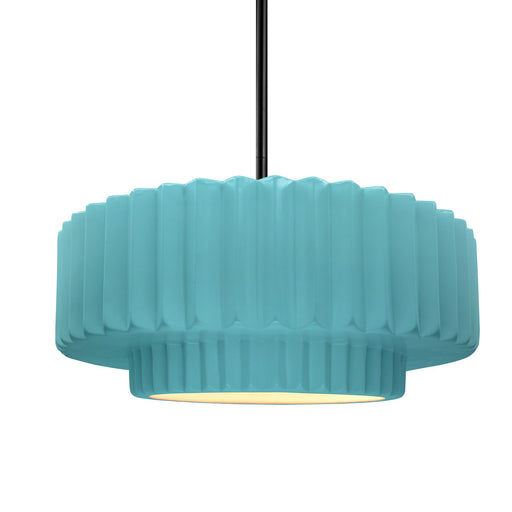 Justice Designs - CER-6553-RFPL-MBLK-RIGID - One Light Pendant - Radiance - Reflecting Pool