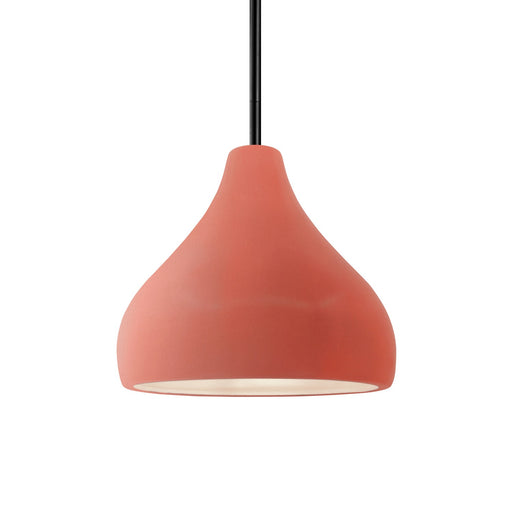 Justice Designs - CER-6560-BSH-MBLK-RIGID - One Light Pendant - Radiance - Gloss Blush