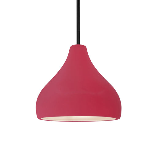 Justice Designs - CER-6560-CRSE-MBLK-RIGID - One Light Pendant - Radiance - Cerise