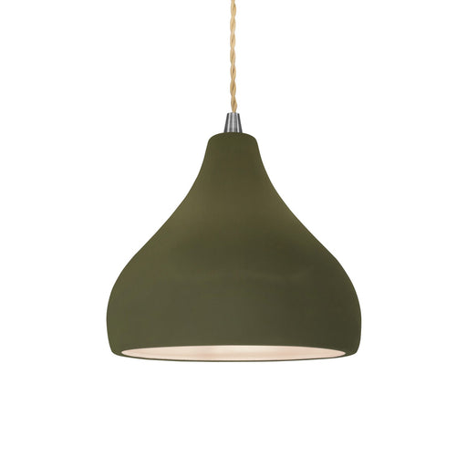 Justice Designs - CER-6560-MGRN-NCKL-BEIG-TWST - One Light Pendant - Radiance - Matte Green