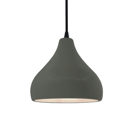 Justice Designs - CER-6560-PWGN-MBLK-BKCD - One Light Pendant - Radiance - Pewter Green