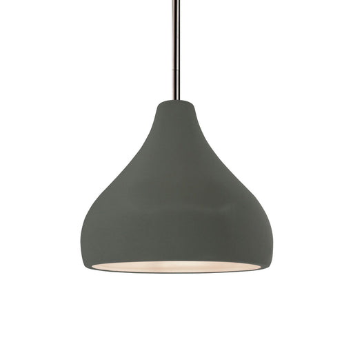 Justice Designs - CER-6560-PWGN-NCKL-RIGID - One Light Pendant - Radiance - Pewter Green