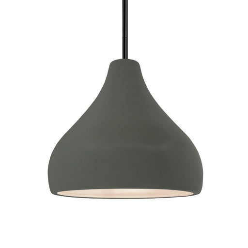 Justice Designs - CER-6563-PWGN-MBLK-RIGID - One Light Pendant - Radiance - Pewter Green