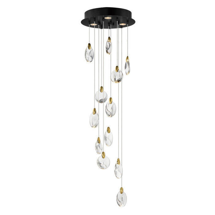 ET2 - E11078-122BKPG - LED Pendant - Pebble - Black / Polished Gold