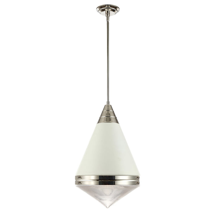 Maxim - 10396PRWTPN - One Light Pendant - Hargreaves - White / Polished Nickel