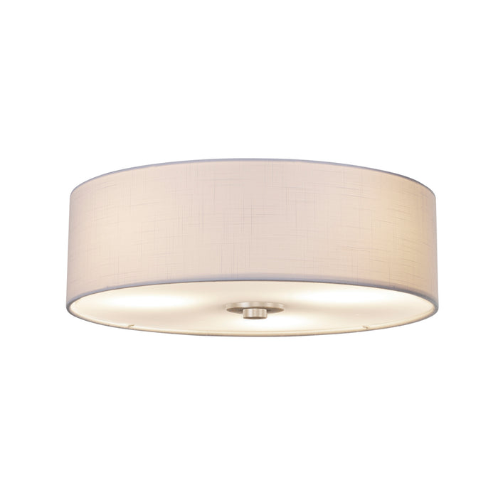 Justice Designs - FAB-9595-WHTE-NCKL - LED Flush-Mount - Textile - Brushed Nickel