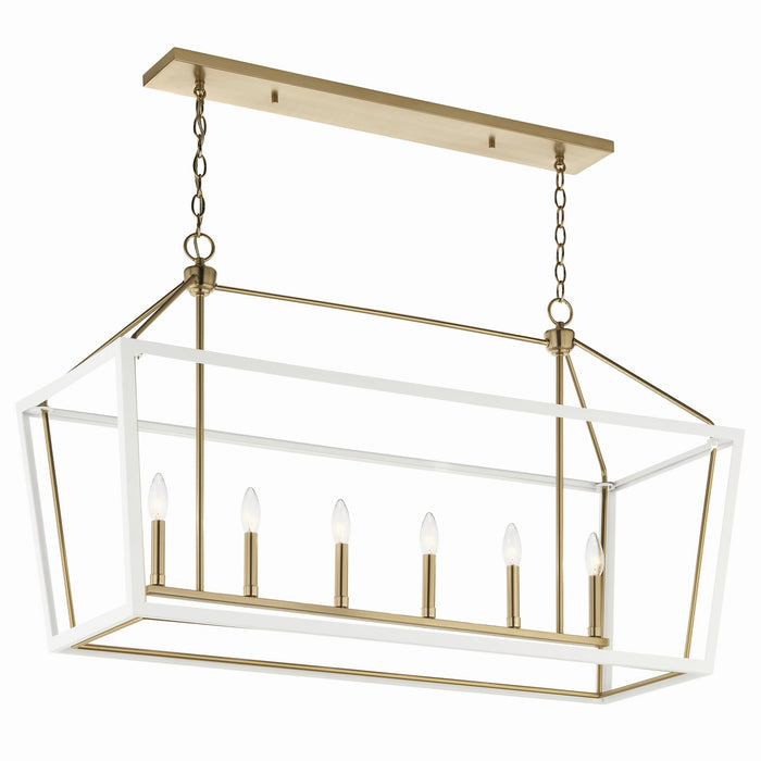 Kichler - 52622CPZWH - Six Light Linear Chandelier - Delvin - Champagne Bronze