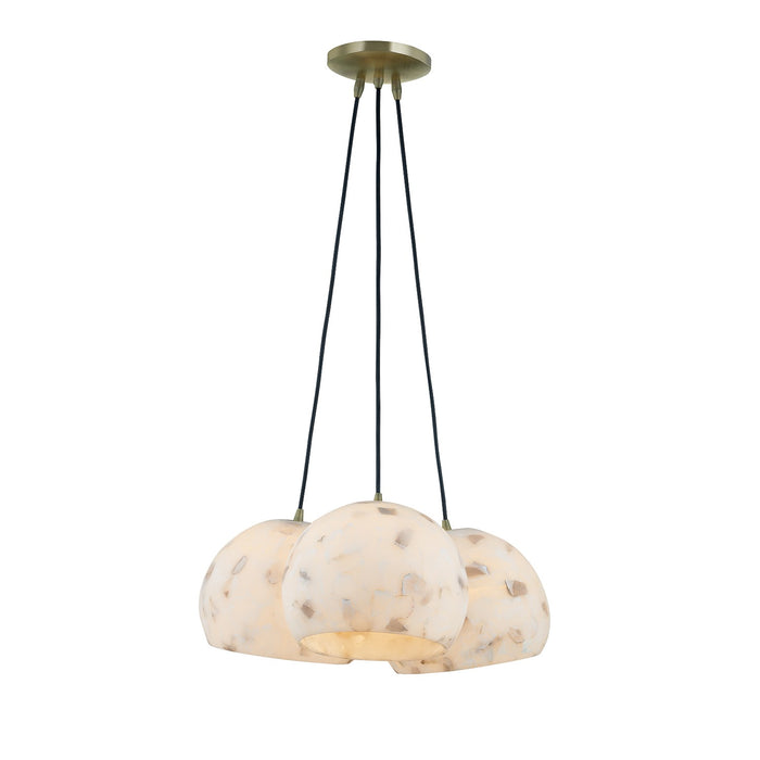 Justice Designs - ALR-6534-BRSS - Three Light Pendant - Alabaster Rocks! - Brushed Brass