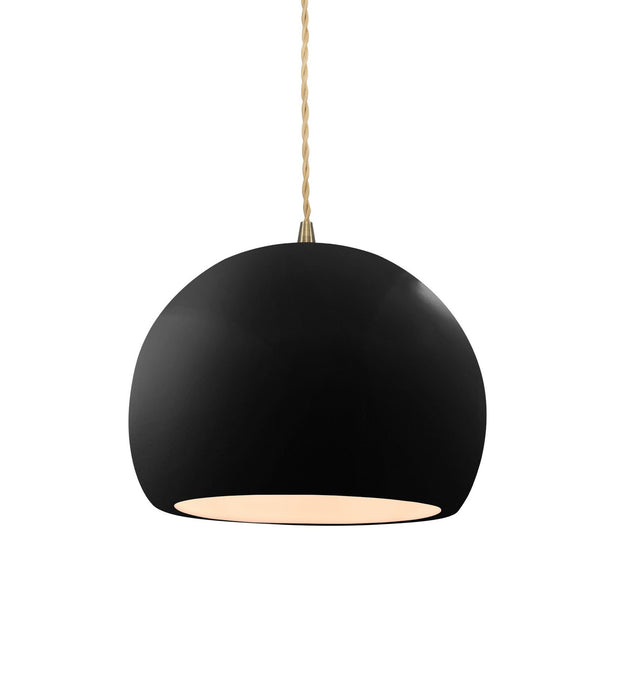 Justice Designs - CER-6530-BKMT-ABRS-BEIG-TWST - One Light Pendant - Radiance - Gloss Black w/ Matte White