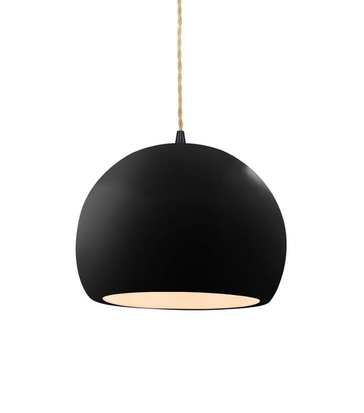 Justice Designs - CER-6530-BKMT-MBLK-BEIG-TWST - One Light Pendant - Radiance - Gloss Black w/ Matte White