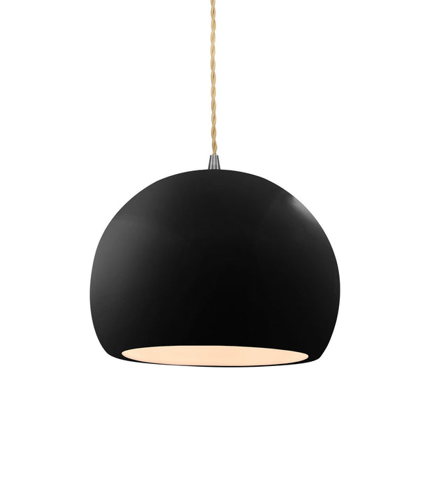 Justice Designs - CER-6530-BKMT-NCKL-BEIG-TWST - One Light Pendant - Radiance - Gloss Black w/ Matte White