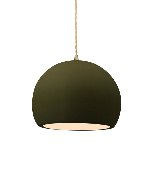 Justice Designs - CER-6530-MGRN-ABRS-BEIG-TWST - One Light Pendant - Radiance - Matte Green