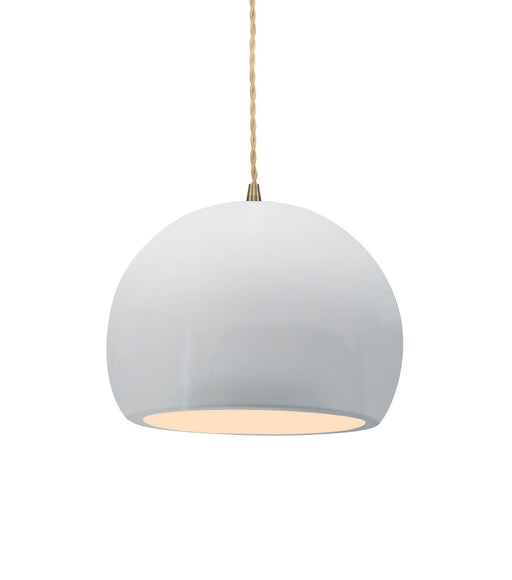 Justice Designs - CER-6530-WHT-ABRS-BEIG-TWST - One Light Pendant - Radiance - Gloss White