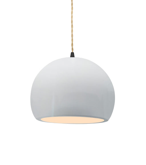 Justice Designs - CER-6530-WHT-MBLK-BEIG-TWST - One Light Pendant - Radiance - Gloss White