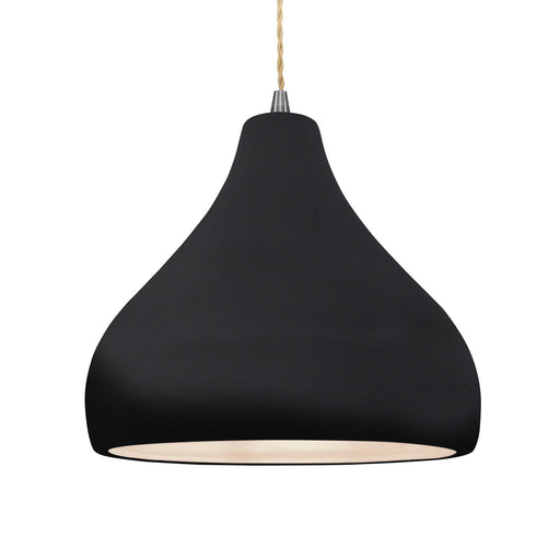 Justice Designs - CER-6565-BKMT-NCKL-BEIG-TWST - One Light Pendant - Radiance - Gloss Black w/ Matte White