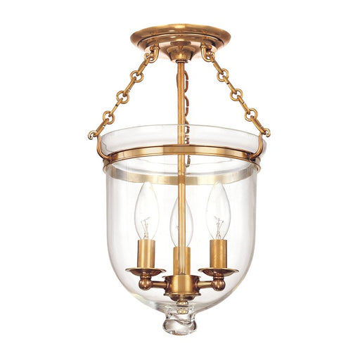 Hudson Valley - 251-AGB-C1 - Three Light Semi Flush Mount - Hampton - Aged Brass