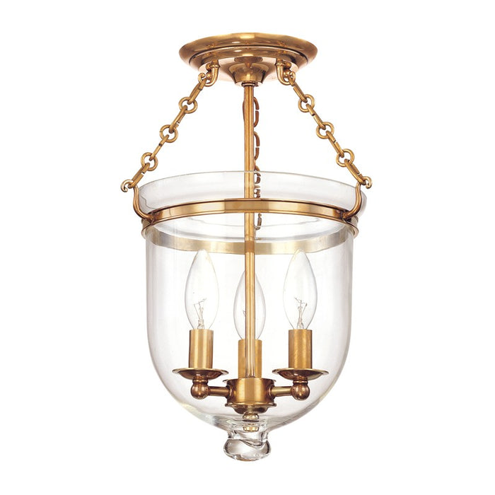 Hudson Valley - 251-AGB-C1 - Three Light Semi Flush Mount - Hampton - Aged Brass