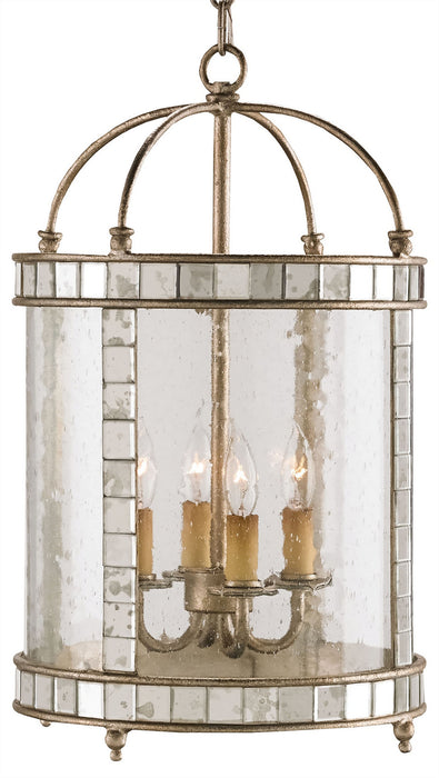 Currey and Company - 9229 - Four Light Lantern - Corsica - Harlow Silver Leaf/Antique Mirror