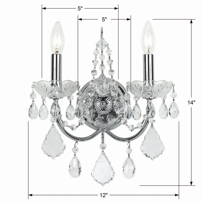 Crystorama - 3222-CH-CL-MWP - Two Light Wall Sconce - Imperial - Polished Chrome