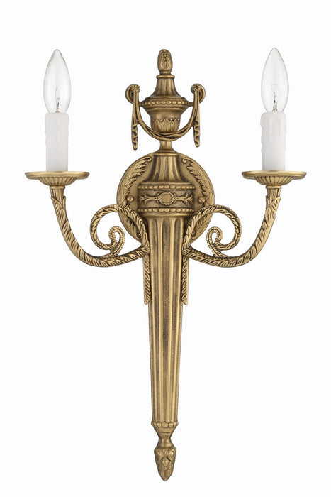 Crystorama - 662-MB - Two Light Wall Sconce - Cast Brass Wall Mount - Matte Brass