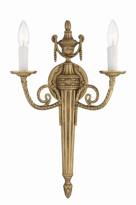 Crystorama - 662-MB - Two Light Wall Sconce - Cast Brass Wall Mount - Matte Brass