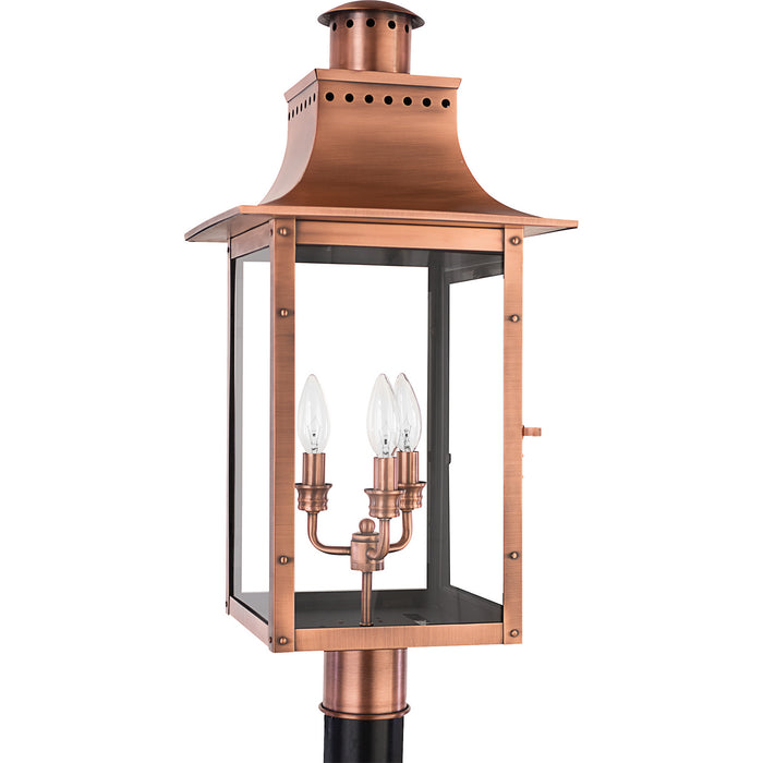 Quoizel - CM9012AC - Three Light Outdoor Post Lantern - Chalmers - Aged Copper