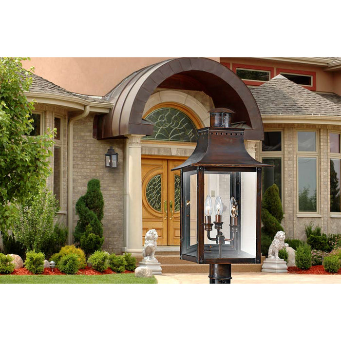 Quoizel - CM9012AC - Three Light Outdoor Post Lantern - Chalmers - Aged Copper