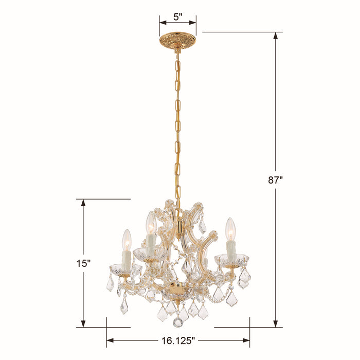 Crystorama - 4474-GD-CL-MWP - Four Light Mini Chandelier - Maria Theresa - Gold