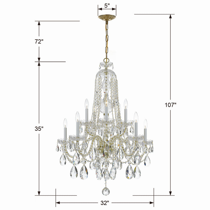 Crystorama - 1110-PB-CL-MWP - Ten Light Chandelier - Traditional Crystal - Polished Brass