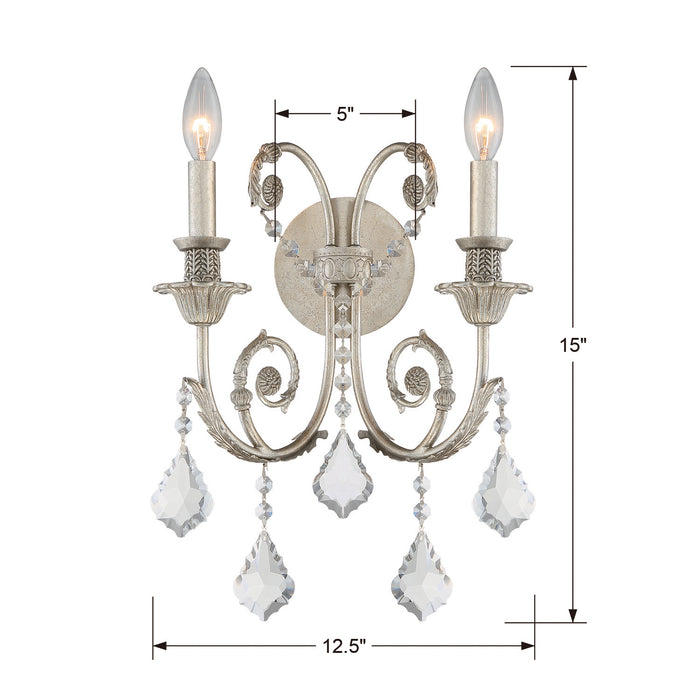 Crystorama - 5112-OS-CL-MWP - Two Light Wall Sconce - Regis - Olde Silver