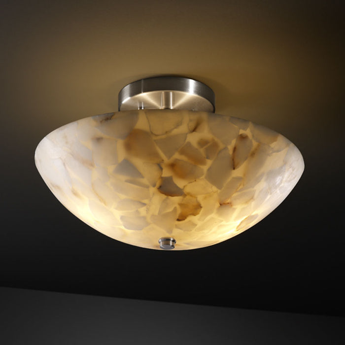 Justice Designs - ALR-9690-35-NCKL - Two Light Semi-Flush Mount - Alabaster Rocks - Brushed Nickel