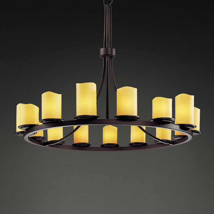 Justice Designs - CNDL-8715-14-AMBR-DBRZ - 15 Light Chandelier - CandleAria - Dark Bronze