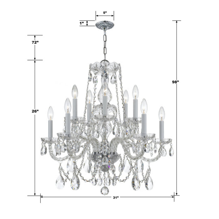 Crystorama - 1135-CH-CL-MWP - 12 Light Chandelier - Traditional Crystal - Polished Chrome