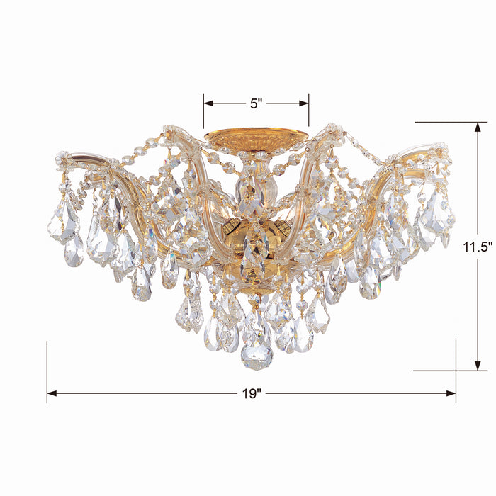 Crystorama - 4437-GD-CL-MWP - Five Light Semi Flush Mount - Maria Theresa - Gold