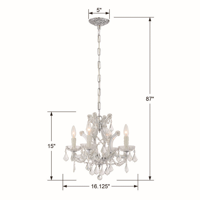 Crystorama - 4474-CH-CL-MWP - Four Light Mini Chandelier - Maria Theresa - Polished Chrome