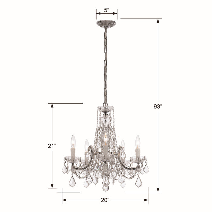 Crystorama - 4476-CH-CL-MWP - Five Light Mini Chandelier - Maria Theresa - Polished Chrome