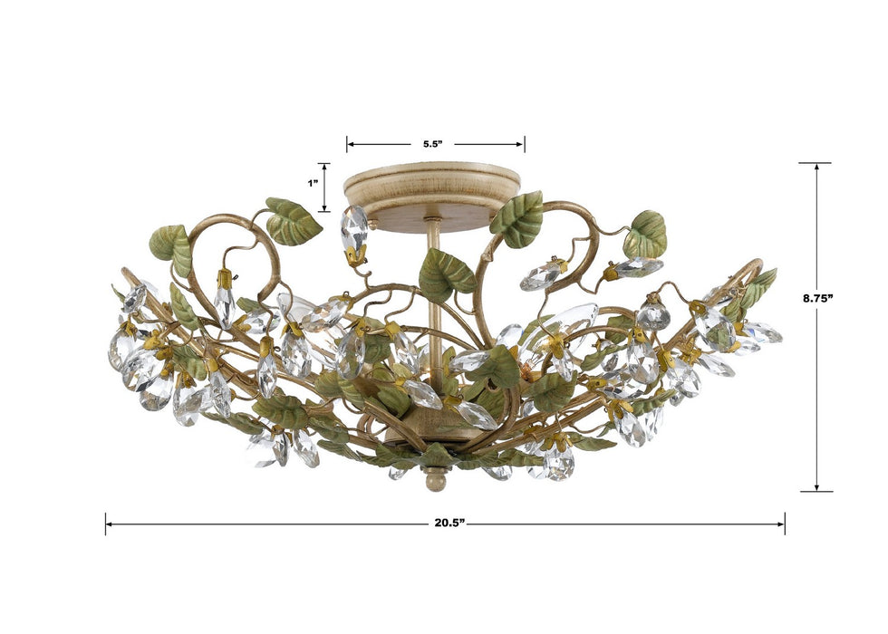 Crystorama - 4840-CT - Five Light Semi Flush Mount - Josie - Champagne Green Tea