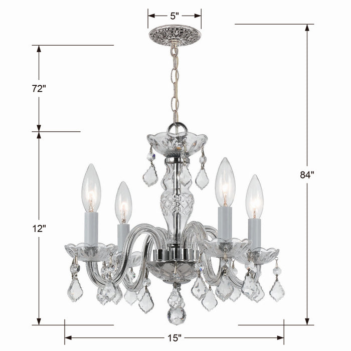 Crystorama - 1064-CH-CL-MWP - Four Light Mini Chandelier - Traditional Crystal - Polished Chrome