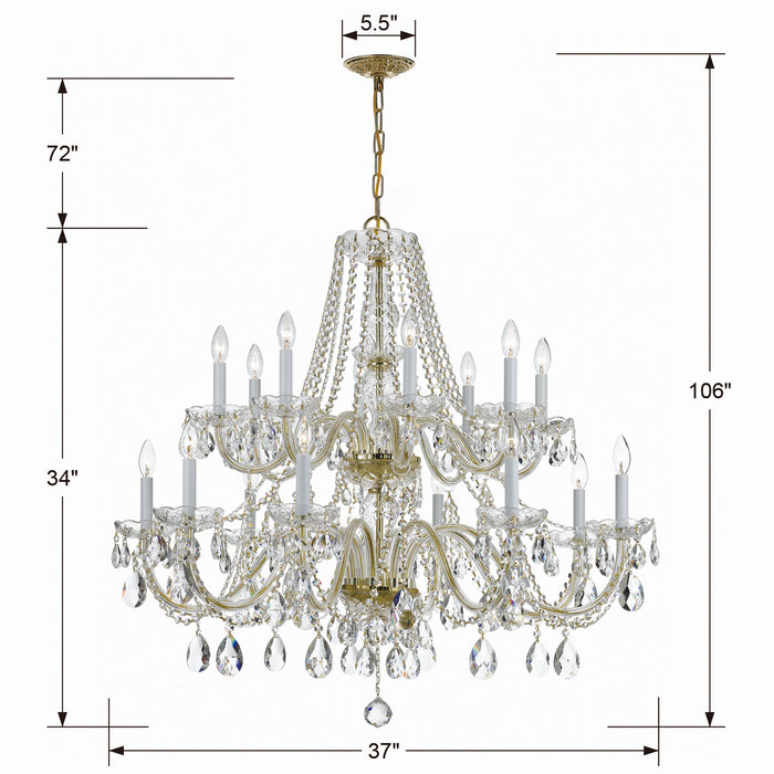 Crystorama - 1139-PB-CL-MWP - 16 Light Chandelier - Traditional Crystal - Polished Brass