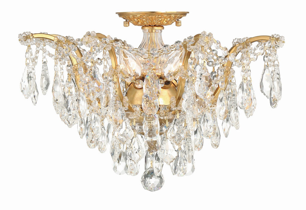 Crystorama - 4457-GA-CL-MWP - Five Light Flush Mount - Filmore - Antique Gold