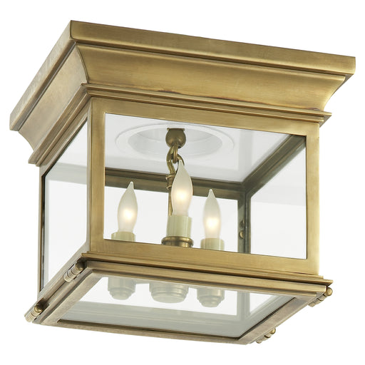 Visual Comfort Signature - CHC 4128AB-CG - Three Light Flush Mount - Club Square - Antique-Burnished Brass