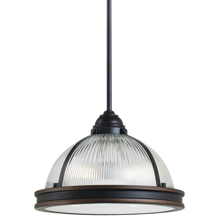 Generation Lighting. - 65061-715 - Two Light Pendant - Pratt Street Prismatic - Autumn Bronze