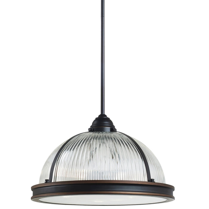 Generation Lighting. - 65062-715 - Three Light Pendant - Pratt Street Prismatic - Autumn Bronze