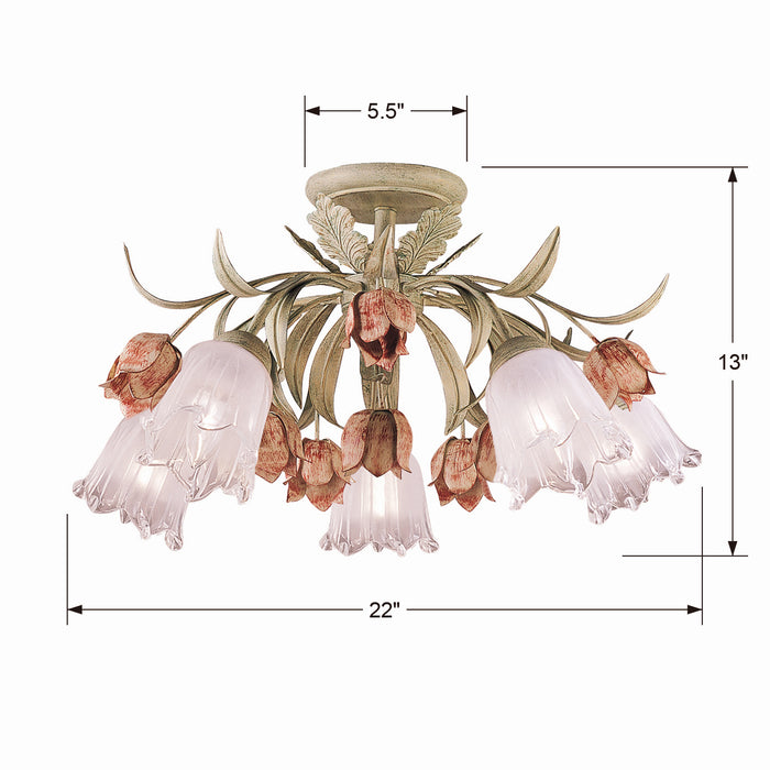 Crystorama - 4800-SR - Five Light Semi Flush Mount - Southport - Sage Rose