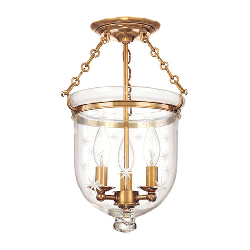 Hudson Valley - 251-AGB-C3 - Three Light Semi Flush Mount - Hampton - Aged Brass