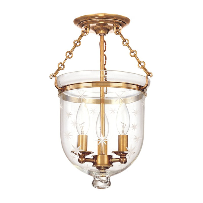 Hudson Valley - 251-AGB-C3 - Three Light Semi Flush Mount - Hampton - Aged Brass