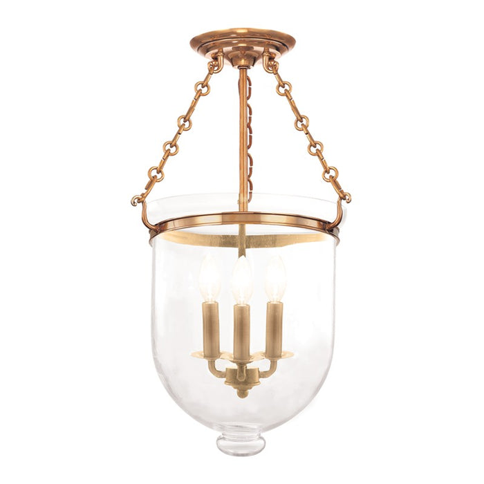 Hudson Valley - 253-AGB-C1 - Three Light Semi Flush Mount - Hampton - Aged Brass