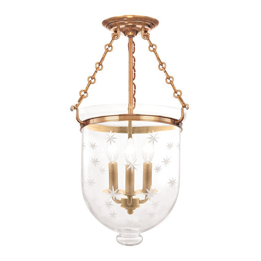 Hudson Valley - 253-AGB-C3 - Three Light Semi Flush Mount - Hampton - Aged Brass