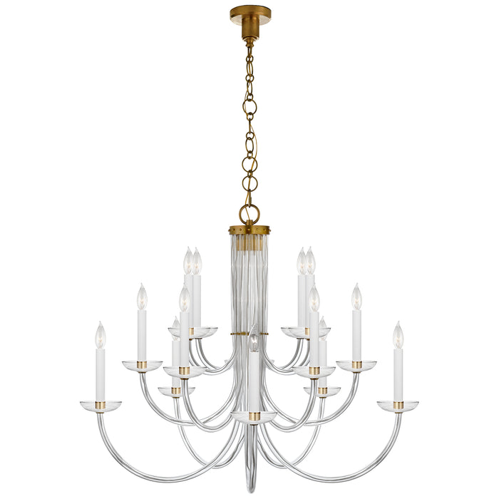 Visual Comfort Signature - ARN 5116HAB-CG - 15 Light Chandelier - Wharton - Hand-Rubbed Antique Brass