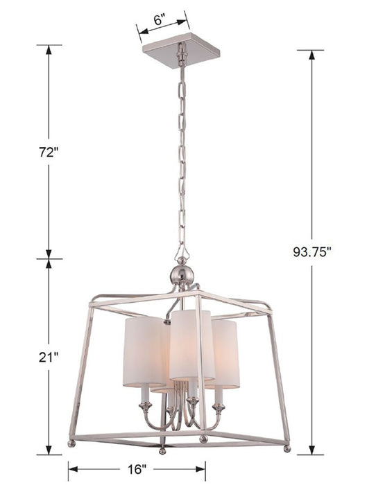 Crystorama - 2245-PN - Four Light Chandelier - Sylvan - Polished Nickel